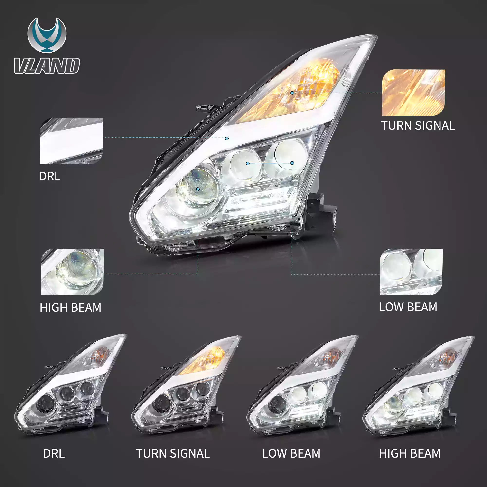 2008-2023 Nissan GT-R R35 Vland LED Headlights