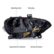 Vland 18-23 Ford Mustang Headlights Full LED With S650 Style