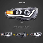 08-17 Mitsubishi Lancer 9th Gen Evo X GSR 10th Gen (CZ4A) Vland Projector HeadLights Black
