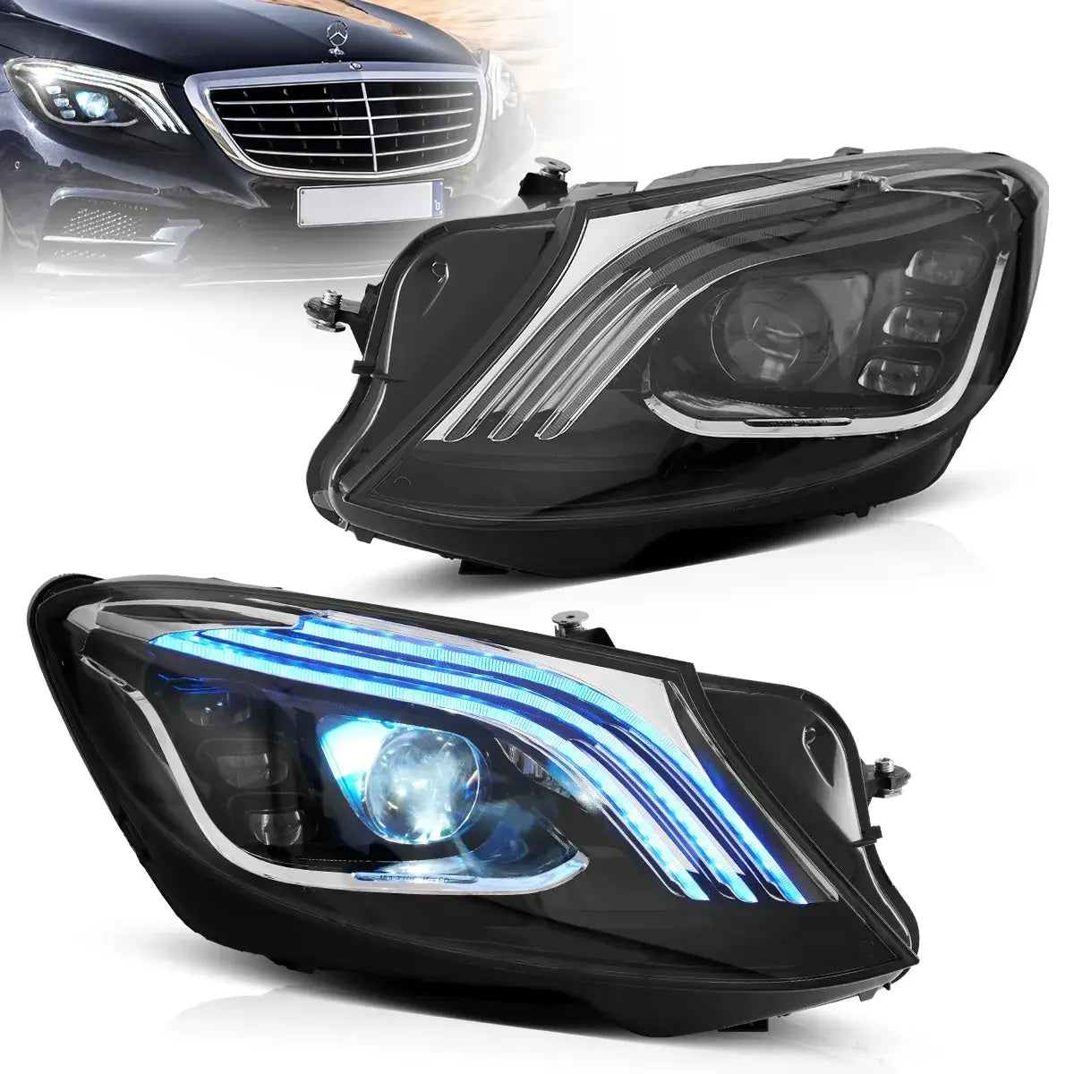 14-17 Mercedes-Benz S-Class W222 Vland LED Dual Beam Matrix Headlights ...