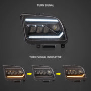 05-09 Ford Mustang 5th Gen (S-197 I) Pre-Facelift Vland I LED Dual Beam Projector With Reflector Headlights Chrome