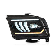 05-09 Ford Mustang 5th Gen (S-197 I) Pre-Facelift Vland LED Dual Beam Projector Headlights Black