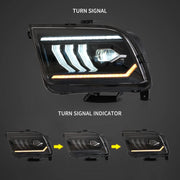 05-09 Ford Mustang 5th Gen (S-197 I) Pre-Facelift Vland LED Dual Beam Projector Headlights Black