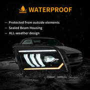 05-09 Ford Mustang 5th Gen (S-197 I) Pre-Facelift Vland LED Dual Beam Projector Headlights Black