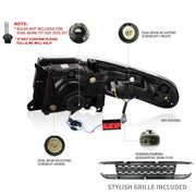06-22 Toyota FJ Cruiser XJ10 Vland Dual Beam Projector Headlights With Grille