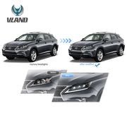 13-15 Lexus RX270 RX350 RX450H Vland LED Matrix Headlight Black