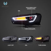 08-17 Mitsubishi Lancer / Evo X Vland Dual Beam Projector Headlights with Demon Eyes Black