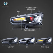 08-17 Mitsubishi Lancer / Evo X Vland Dual Beam Projector Headlights with Demon Eyes Black