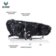 08-17 Mitsubishi Lancer / Evo X Vland Dual Beam Projector Headlights with Demon Eyes Black