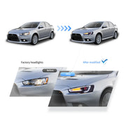 08-17 Mitsubishi Lancer / Evo X Vland Dual Beam Projector Headlights with Demon Eyes Black