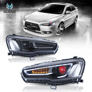 08-17 Mitsubishi Lancer / Evo X Vland Dual Beam Projector Headlights with Demon Eyes Black