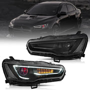 08-17 Mitsubishi Lancer / Evo X Vland Dual Beam Projector Headlights with Demon Eyes Black