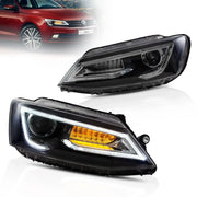 10-18 VW Jetta MK6 Vland Dual Beam Projector Aftermarket Headlights Black With Red Demon Eyes E-mark