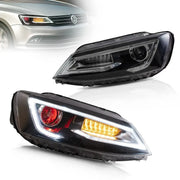 10-18 VW Jetta MK6 Vland Dual Beam Projector Aftermarket Headlights Black With Red Demon Eyes E-mark