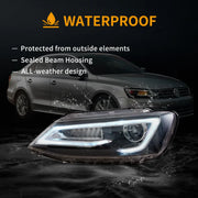 10-18 VW Jetta MK6 Vland Dual Beam Projector Aftermarket Headlights Black With Red Demon Eyes E-mark