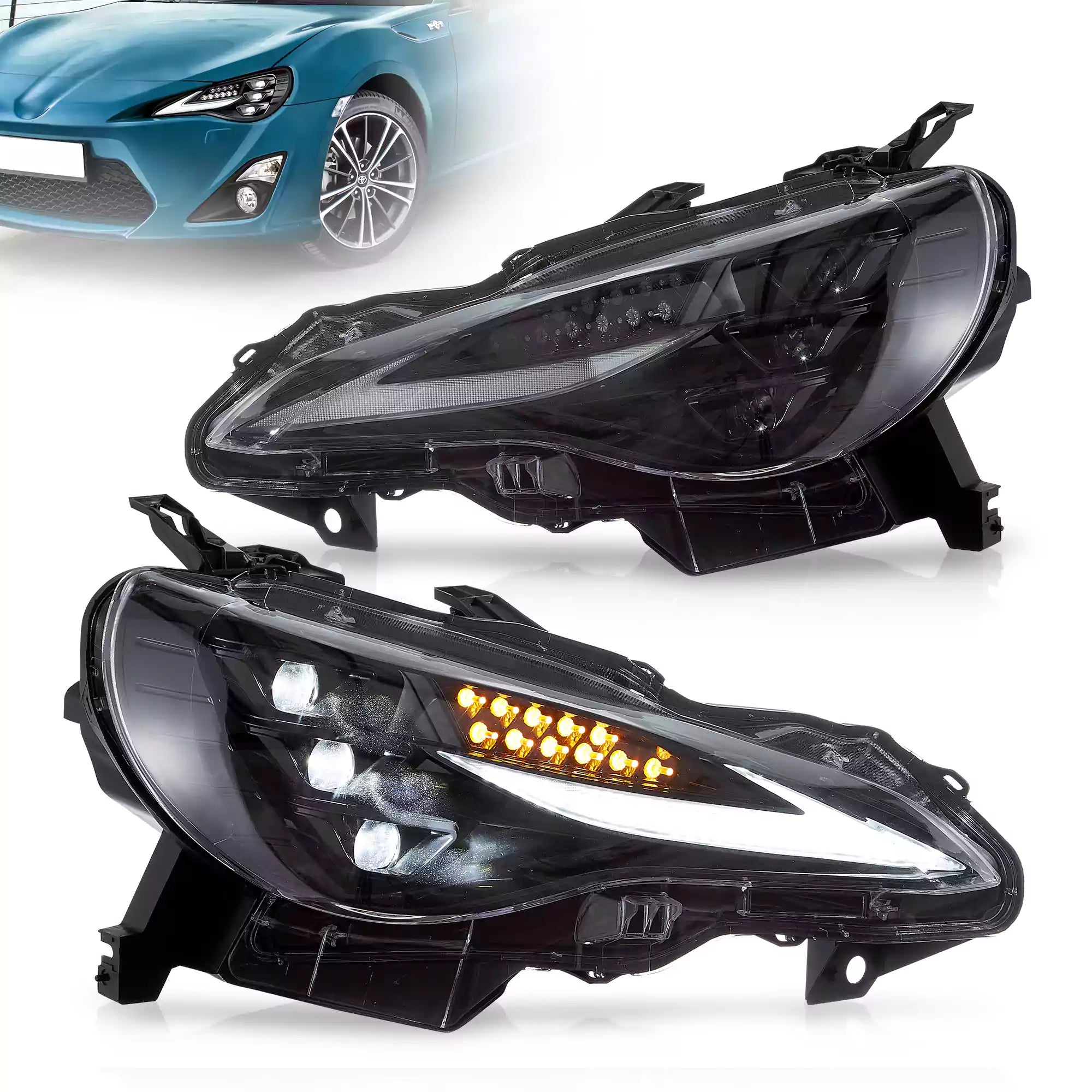Vland Headlights For 12–21 Toyota 86/GT86, Subaru Brz, Scion Frs W/Triple LED Projector