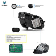 15-21 Mercedes-Benz C-Class W205 Vland LED Matrix Headlight Black [E-mark]