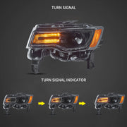 14-22 Jeep Grand Cherokee (WK2) Vland Headlights Full LED With Startup Animation/ Blue DRL