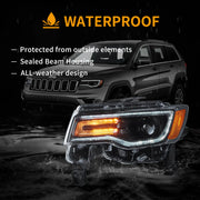 14-22 Jeep Grand Cherokee (WK2) Vland Headlights Full LED With Startup Animation/ Blue DRL
