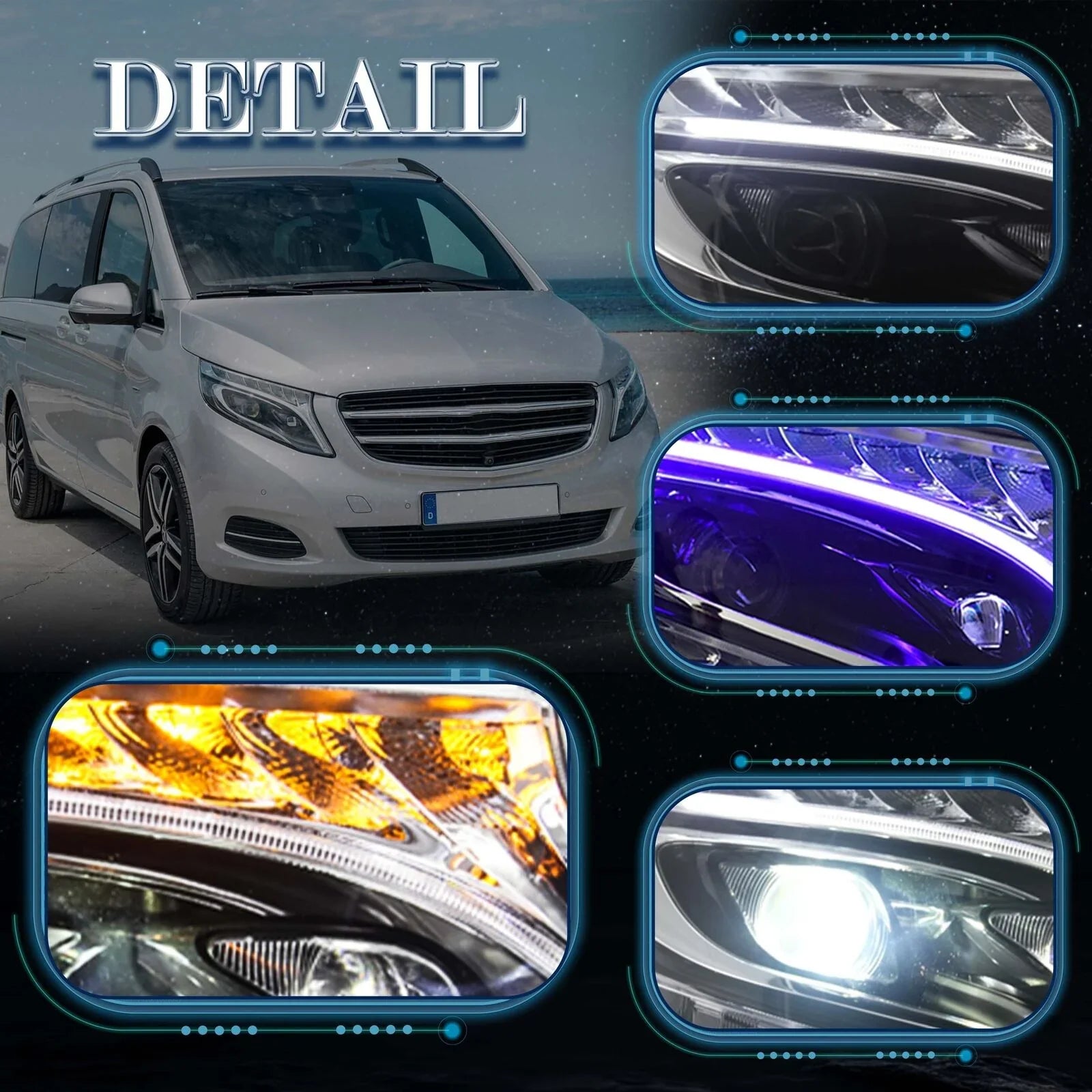 Mercedes-Benz Vito V-Class W447 2014-2023 Vland LED Headlights [E-mark]