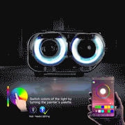 15-24 Dodge Challenger Vland RGB Dual Beam Projector Headlights Black [E-mark]