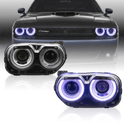 15-24 Dodge Challenger Vland RGB Dual Beam Projector Headlights Black [E-mark]