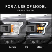 18-20 Ford F150 13th Gen Facelifted Vland (Ⅱ) LED Dual Beam Projector HeadLights Black