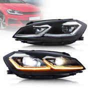 18-21 Volkswagen Golf MK7.5 Vland Projector Headlights Black [E-mark]