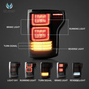 15-20 Ford F150 13th Gen Vland LED Tail Lights With Amber Sequential Turn Signal