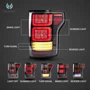 15-20 Ford F150 13th Gen Vland LED Tail Lights With Amber Sequential Turn Signal