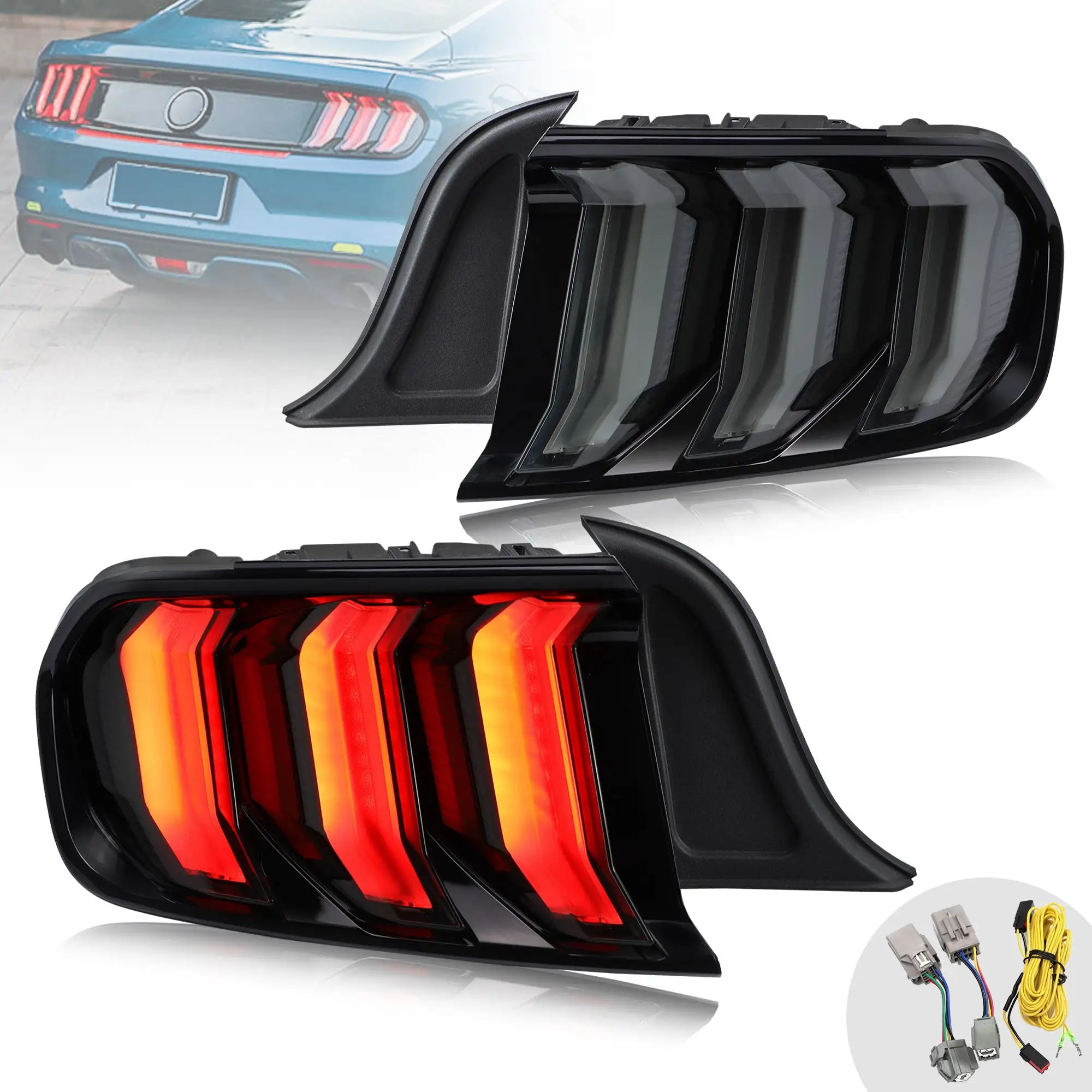 15-23 Ford Mustang 6th Gen (S550) Vland LED Tail Lights with 5 modes Sequential Turn Signal [E-mark]