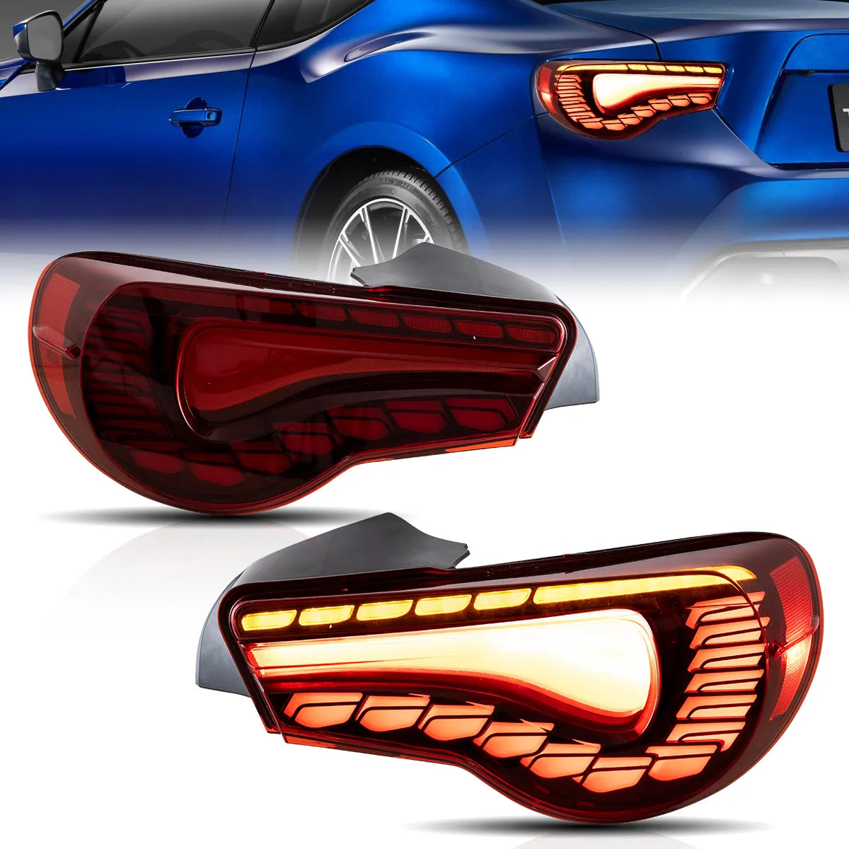 12-20 Toyota 86 GT86 FT86 13-20 Subaru BRZ 13-20 Scion FR-S Vland LED Tail Lights With Sequential Turn Signal [Dragon Style]