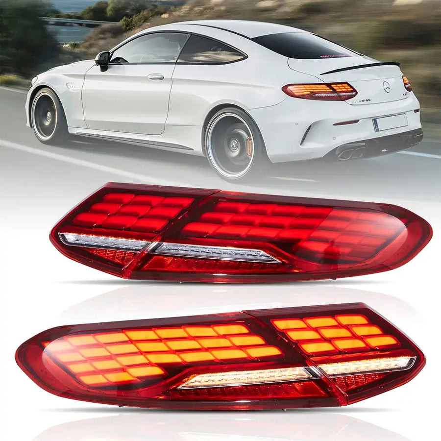 Buy Now 16-23 Mercedes C-Class A205 C205 Vland Full LED Tail Lights With Animation Sequential and upgrade car parts from SIR Tuning at the Best Price. Headlights, Tail lights, Bodykits, Navigations, Tail lights and more - Fast & Free Shipping within Europe, US & Worldwide.