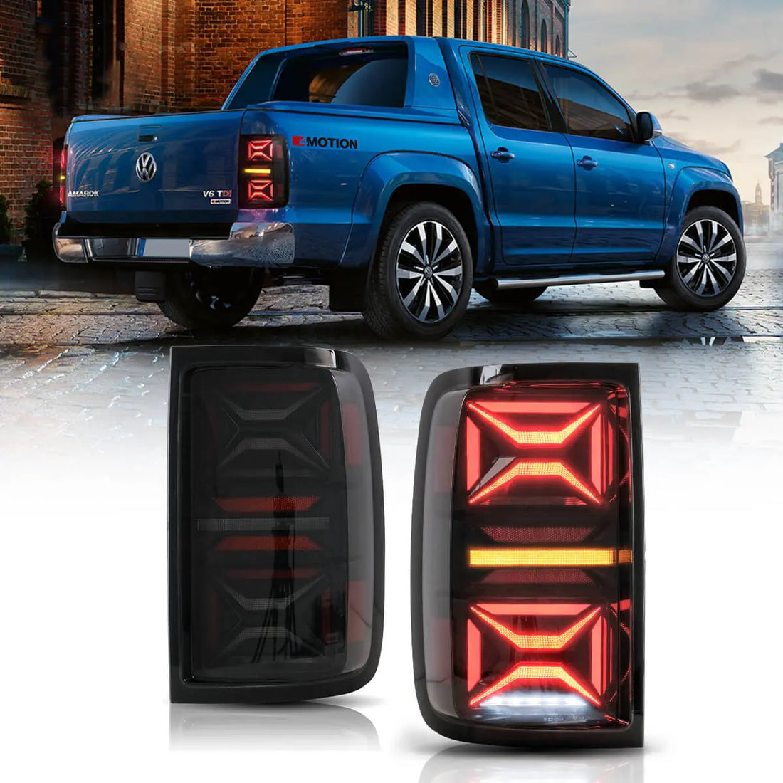 Buy Now 10-22 VW Amarok Vland LED Aftermarket Tail Lights With Dynamic Welcome Lighting Smoked [E-mark] and upgrade car parts from SIR Tuning at the Best Price. Headlights, Tail lights, Bodykits, Navigations, Tail lights and more - Fast & Free Shipping within Europe, US & Worldwide.