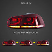 08-12 VW Golf Mk6 Vland LED Aftermarket Tail Lights With Amber Sequential Turn Signal [E-mark]