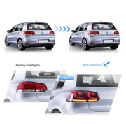 08-12 VW Golf Mk6 Vland LED Aftermarket Tail Lights With Amber Sequential Turn Signal [E-mark]