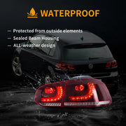 08-12 VW Golf Mk6 Vland LED Aftermarket Tail Lights With Amber Sequential Turn Signal [E-mark]