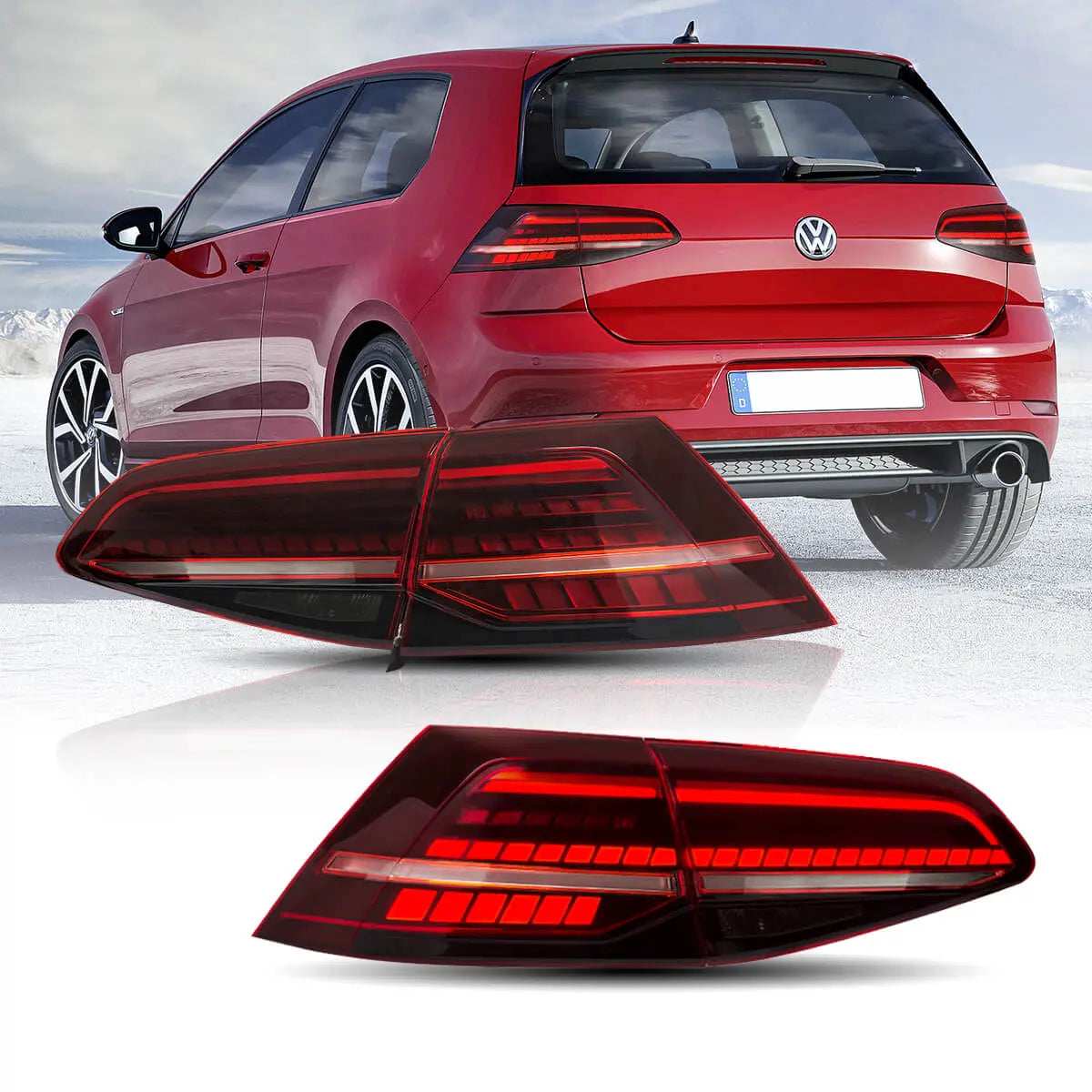 13-21 VW Golf MK7 MK7.5 Hatchback Vland LED Aftermarket Tail Lights with Sequential Turn Signal [E-mark]