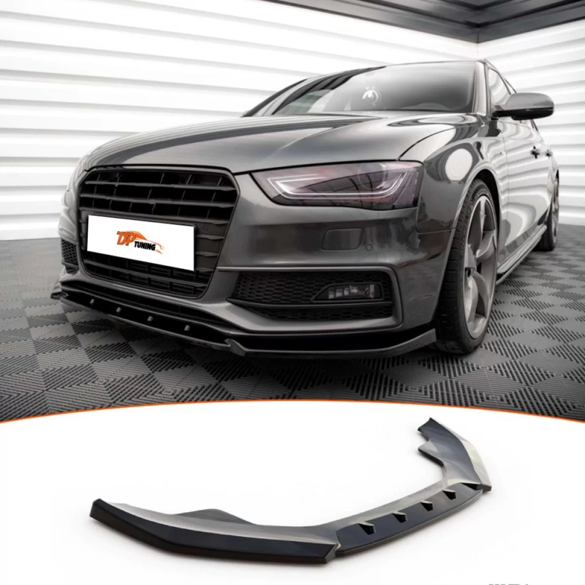 For A4 B8 S-Line Max V3 Front Lip Piano Black Vacuum Plastic / 2012 - 2015 – product image 1