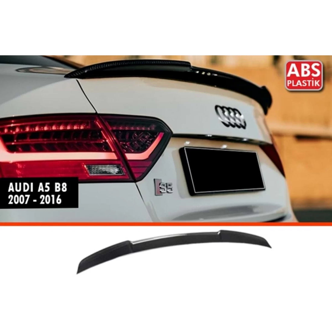 A5 B8 M4 Rear Spoiler Piano Black ABS / 2009-2016 (Sedan 5 Door) – product image 1