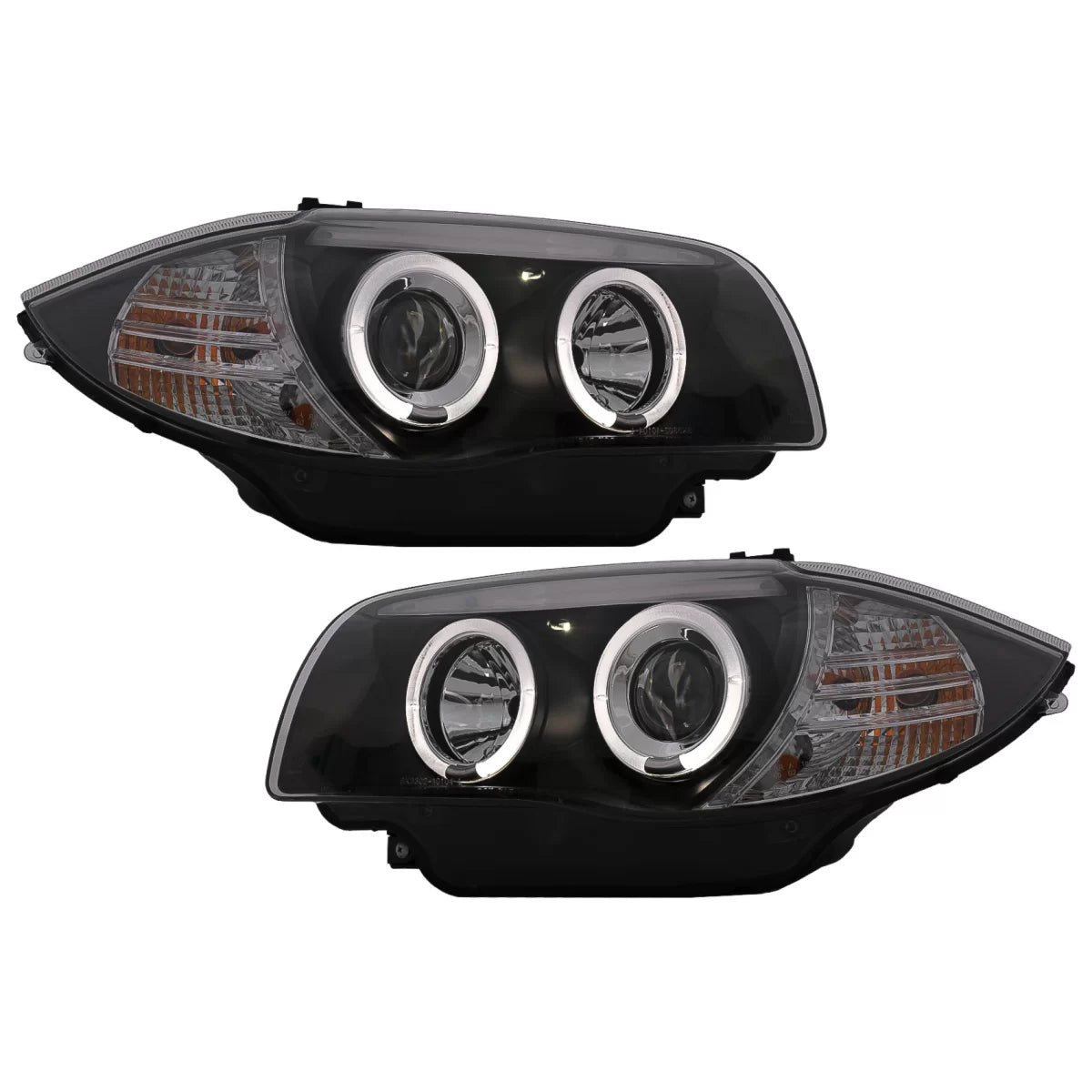 Angel Eyes Headlights suitable for BMW 1 Series E81 E82 E87 E88 (2004-2011) Black – product image 1