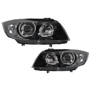 Angel Eyes Headlights suitable for BMW 3 Series E90 Sedan E91 Touring (03.2005-2011) Black – product image 2