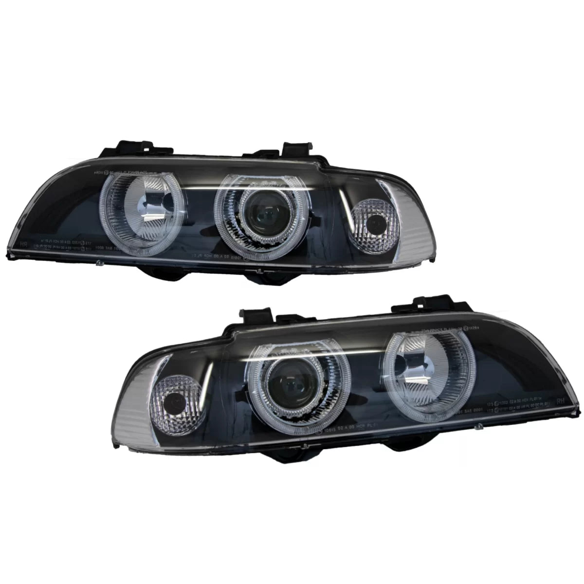 Angel Eyes Headlights suitable for BMW 5 Series E39 (1996-2003) Facelift Design Black Chrom Edition – product image 1