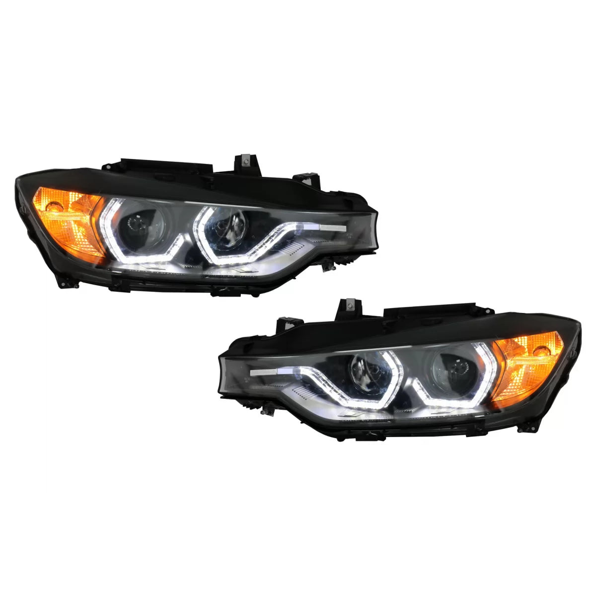 Angel Eyes Headlights LED DRL suitable for BMW 3 Series F30 F31 Sedan Touring (10.2011-05.2015) Black – product image 1
