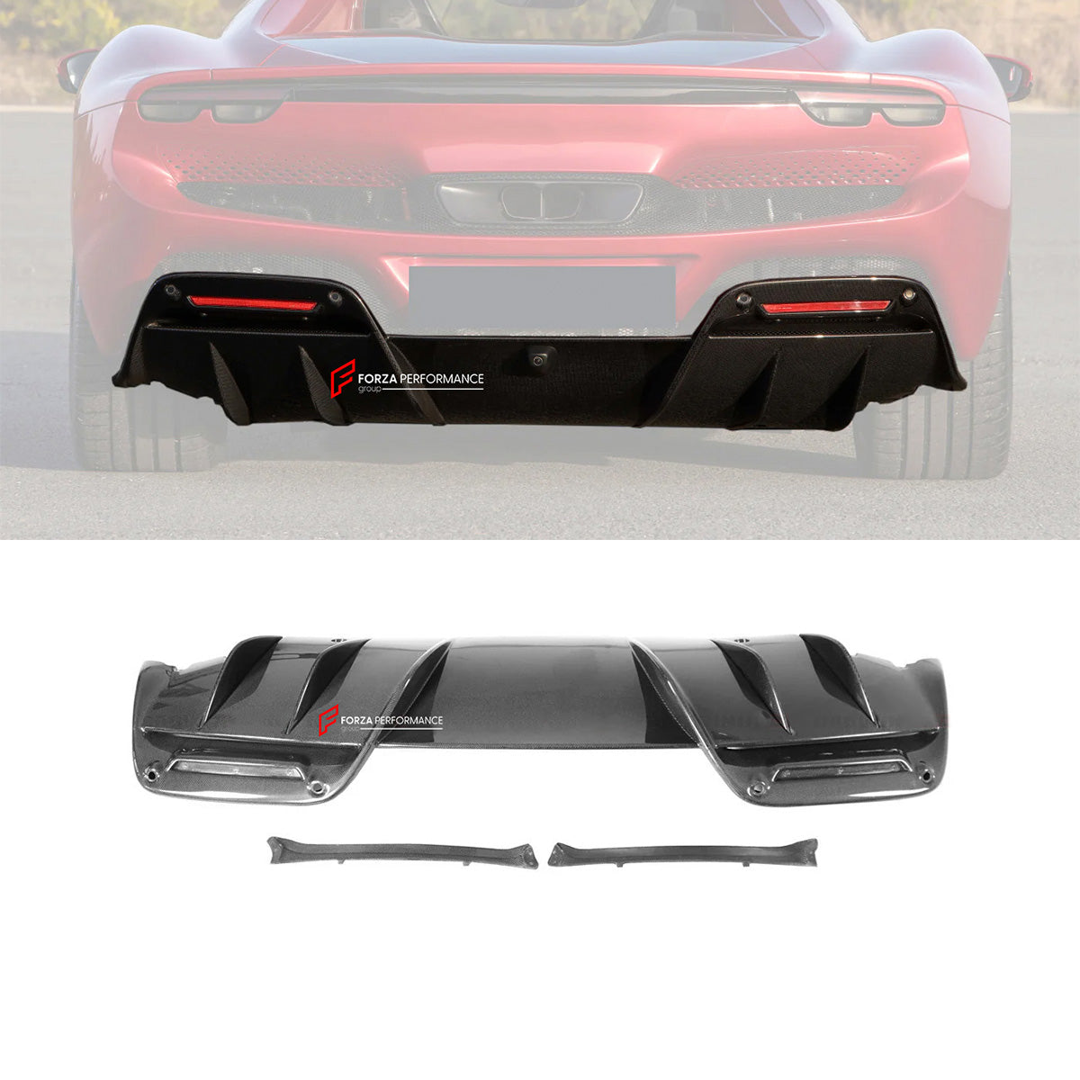 AUTHENTIC DARWINPRO DRY CARBON REAR DIFFUSER for FERRARI 296 GTB