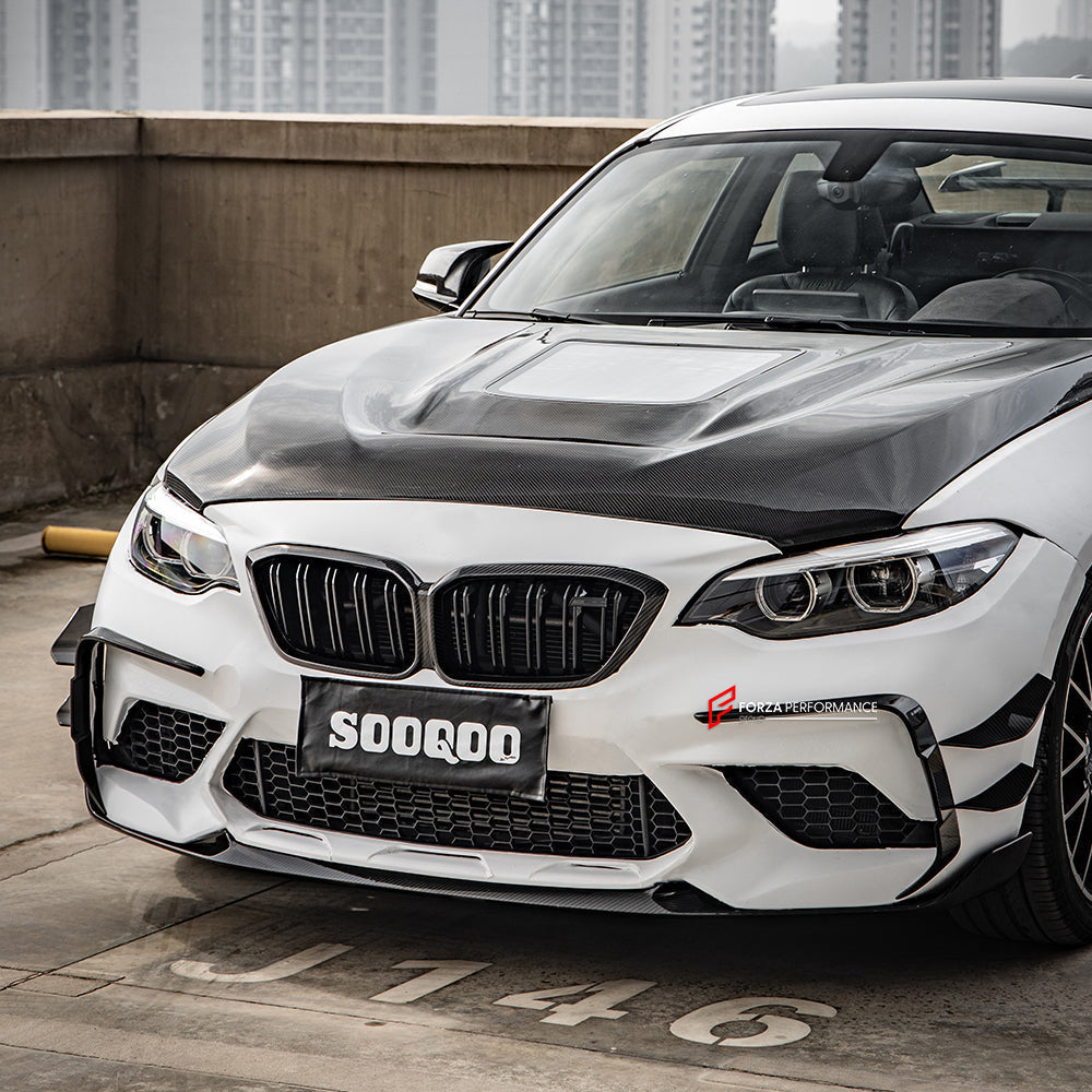 AUTHENTIC SOOQOO CARBON FRONT BUMPER CANARDS for BMW M2 F87 2015 - 2021