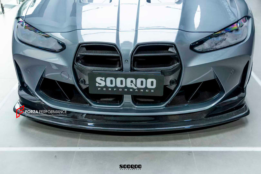 Buy Now AUTHENTIC SOOQOO DRY CARBON FRONT LIP for BMW M3 G80 G81 2020+ M4 G82 G83 2021+ M3 G80 GT4 STYLE and upgrade car parts from SIR Tuning at the Best Price. Headlights, Tail lights, Bodykits, Navigations, Carbon body kit and more - Fast & Free Shipping within Europe, US & Worldwide.
