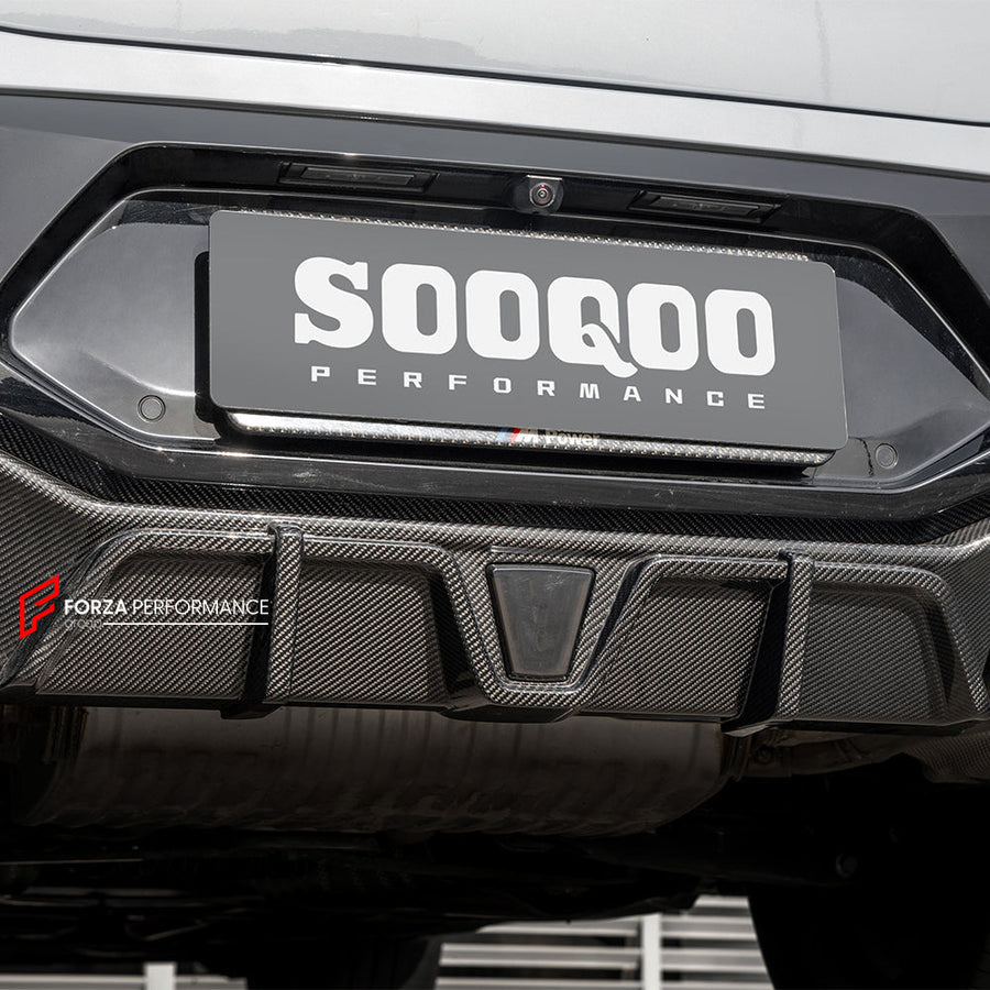 Buy Now AUTHENTIC SOOQOO DRY CARBON REAR DIFFUSER with BRAKE LIGHT for BMW X4M F98 LCI 2022+ and upgrade car parts from SIR Tuning at the Best Price. Headlights, Tail lights, Bodykits, Navigations, body kit and more - Fast & Free Shipping within Europe, US & Worldwide.