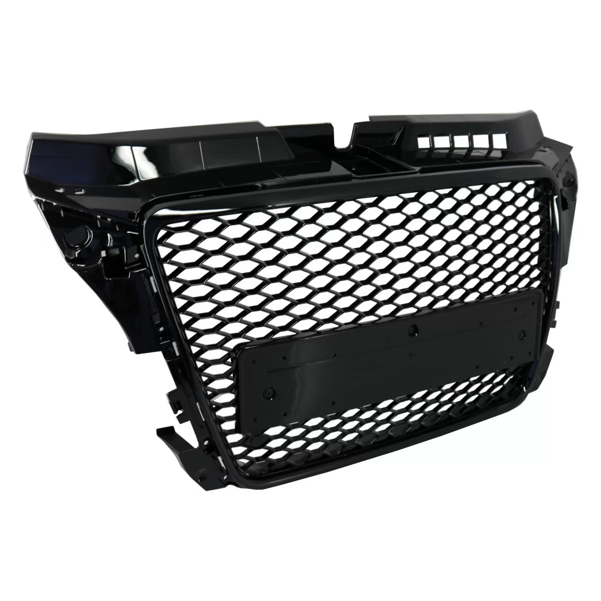 Badgeless Front Grille suitable for Audi A3 8P Facelift (2007-2012) RS Design Honeycomb Piano Black Grille With PDC Covers – 