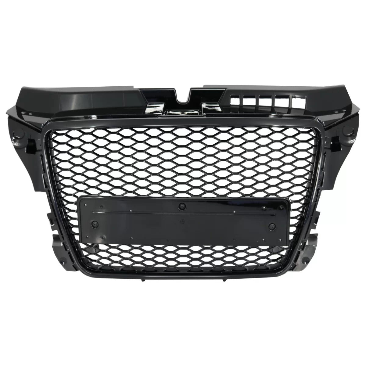 Badgeless Front Grille suitable for Audi A3 8P Facelift (2007-2012) RS Design Honeycomb Piano Black Grille With PDC Covers – 